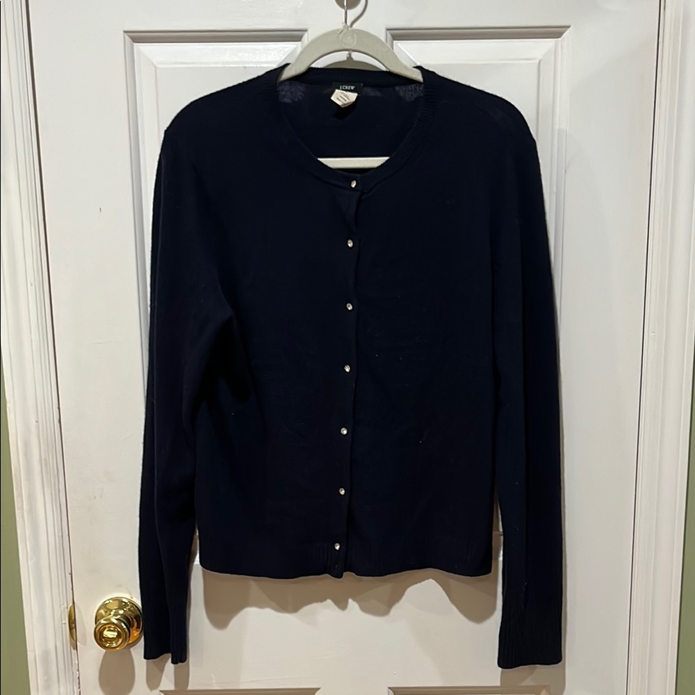 J. Crew Navy Blue Button-Front Cotton Cardigan